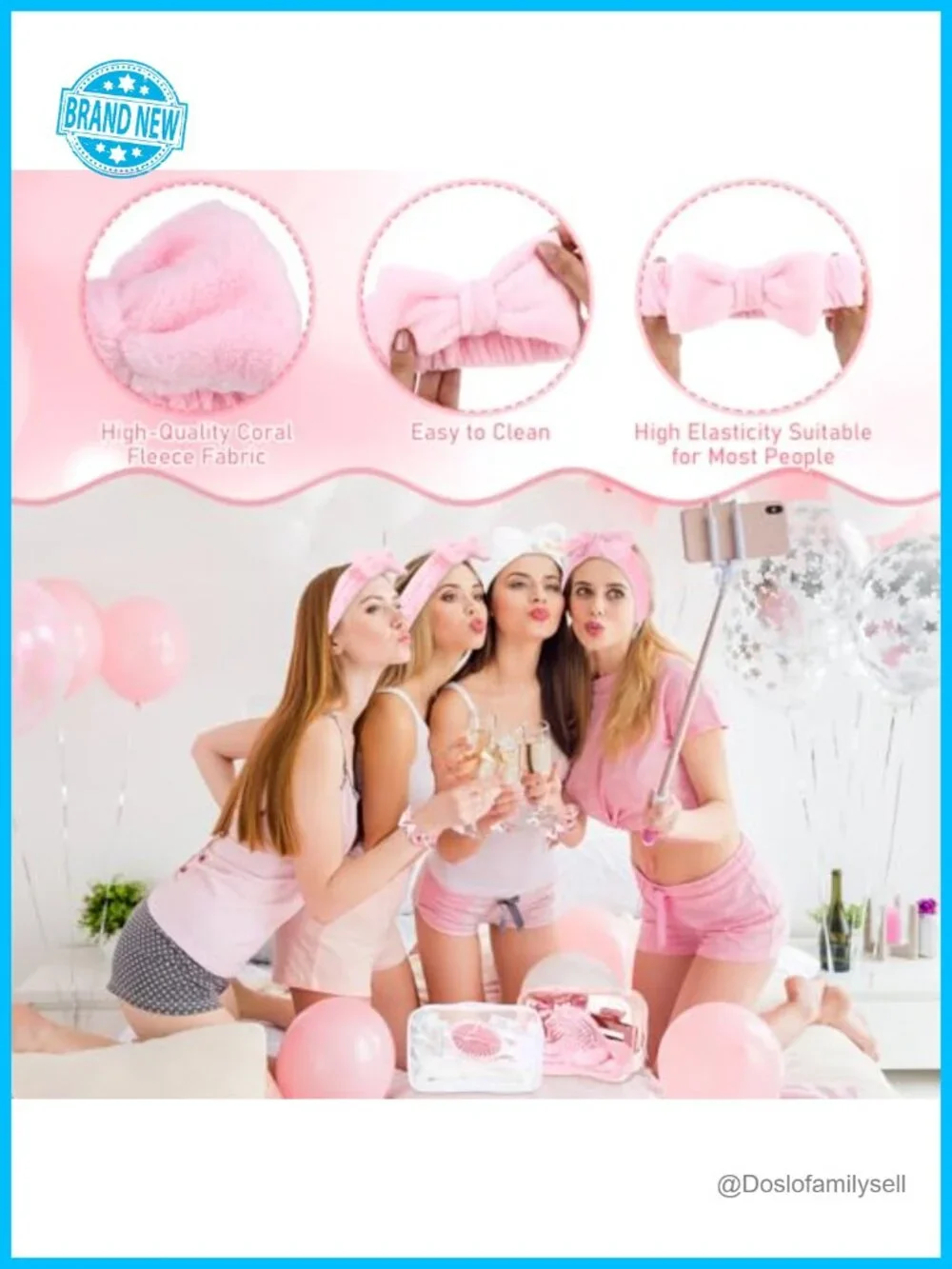 Bachelorette Party Favor Set 40-Pc Headbands Scrunchies Hair Clips Makeup Bag